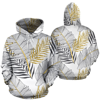 Gold Glitter Tropical Palm Leaves Pullover Hoodie