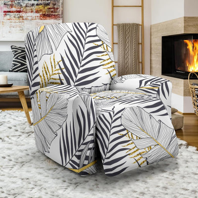 Gold Glitter Tropical Palm Leaves Recliner Slipcover-JTAMIGO.COM