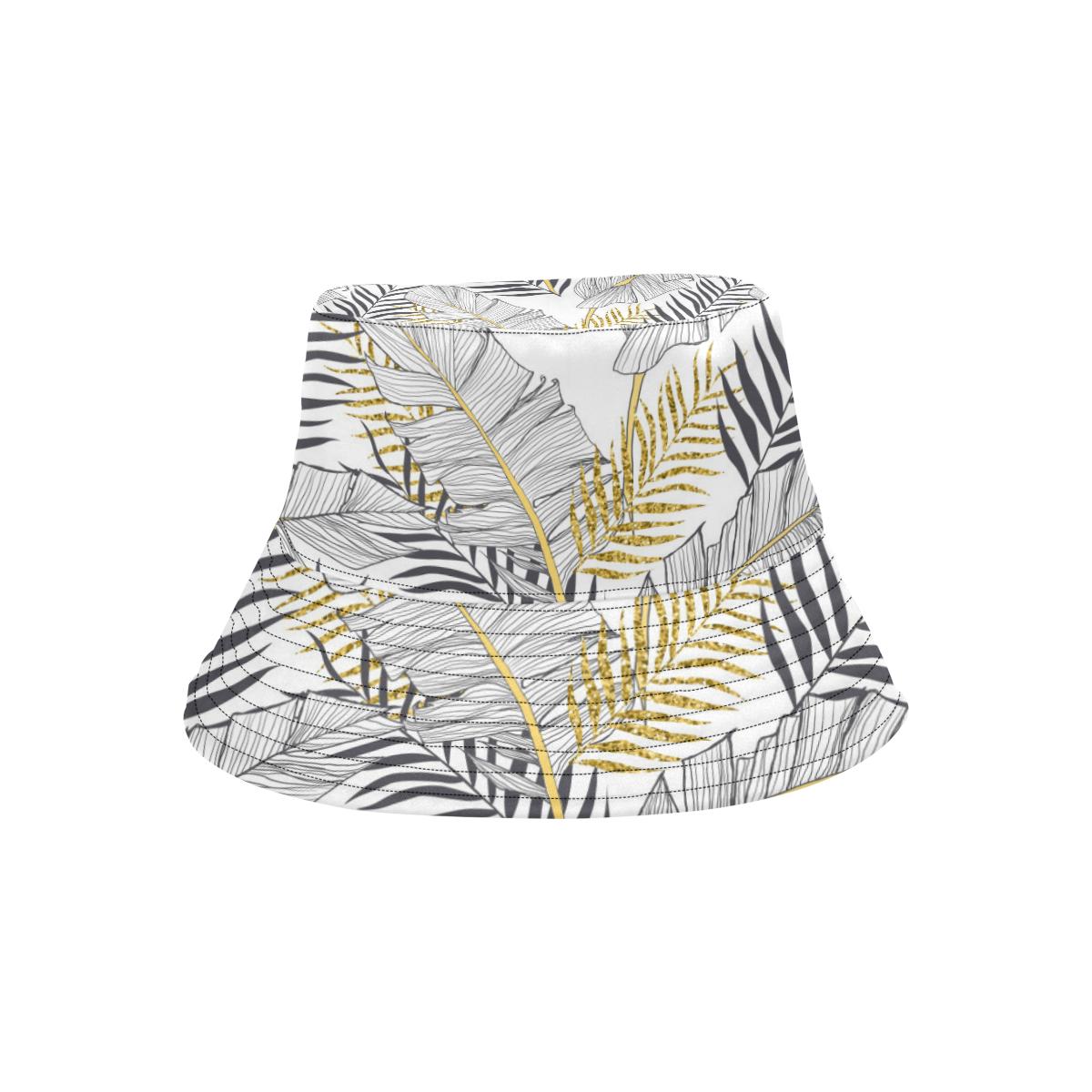 Gold Glitter Tropical Palm Leaves Unisex Bucket Hat