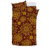 Gold Sunflower Hand Drawn Print Duvet Cover Bedding Set
