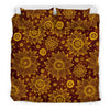 Gold Sunflower Hand Drawn Print Duvet Cover Bedding Set