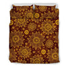 Gold Sunflower Hand Drawn Print Duvet Cover Bedding Set
