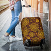 Gold Sunflower Hand Drawn Print Luggage Cover Protector