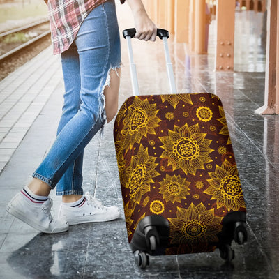 Gold Sunflower Hand Drawn Print Luggage Cover Protector