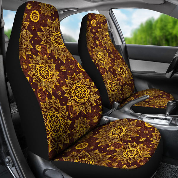 Gold Paisley Pattern Print Universal Fit Car Seat Cover