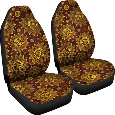 Gold Sunflower Hand Drawn Print Universal Fit Car Seat Covers