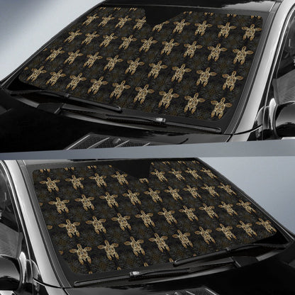 Gold Tribal Turtle Polynesian Design Car Sun Shade For Windshield