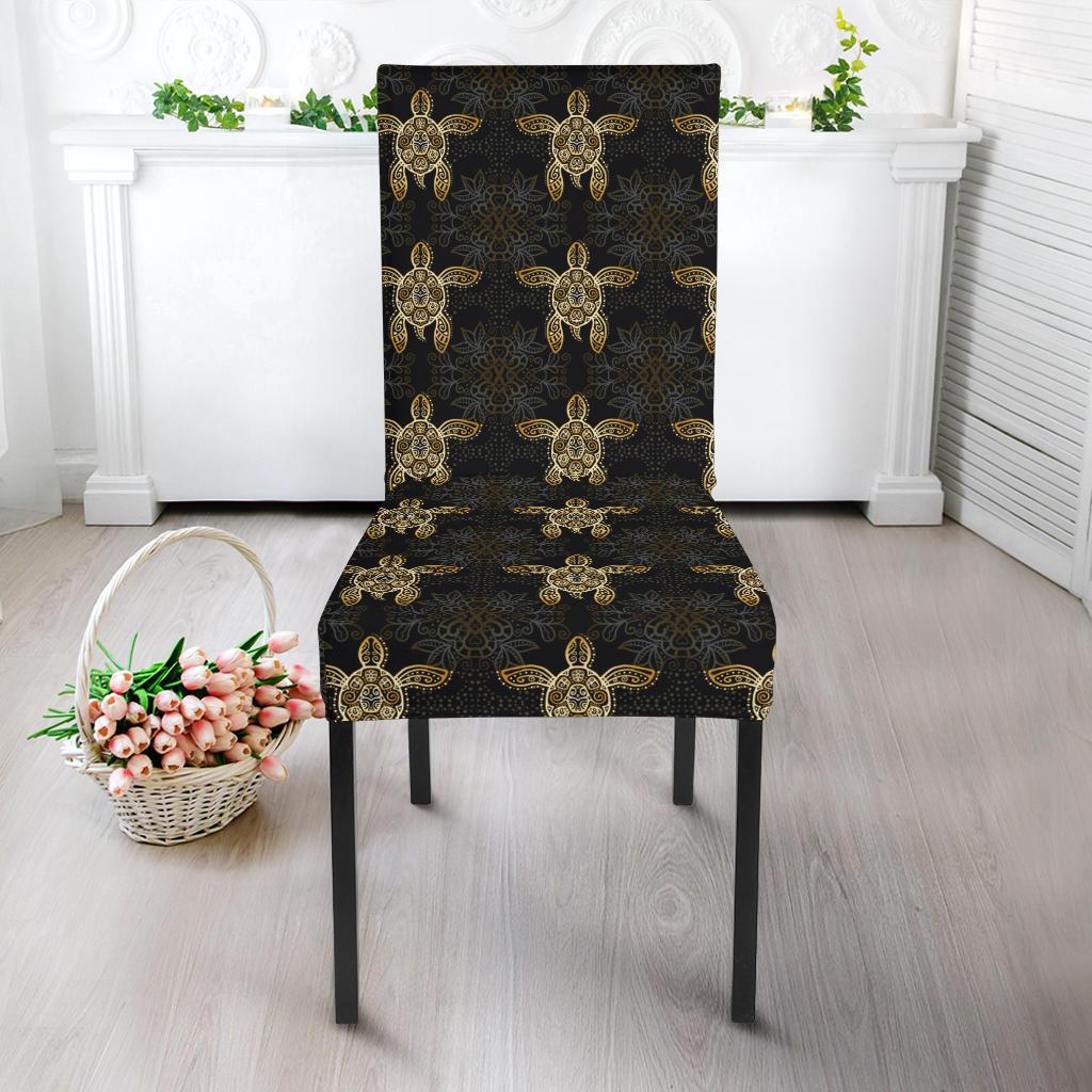 Gold Tribal Turtle Polynesian Design Dinning Chair Slipper-JTAMIGO.COM
