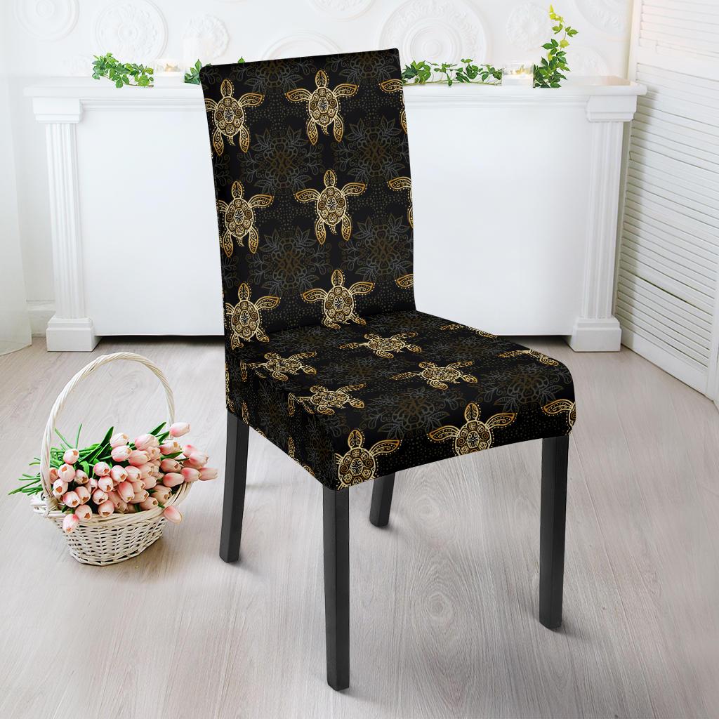Gold Tribal Turtle Polynesian Design Dinning Chair Slipper-JTAMIGO.COM