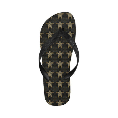 Gold Tribal Turtle Polynesian Design Flip Flops-JTAMIGO.COM