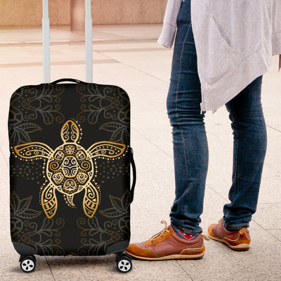 Gold Tribal Turtle Polynesian Design Luggage Cover Protector