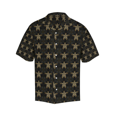 Gold Tribal Turtle Polynesian Design Men Aloha Hawaiian Shirt