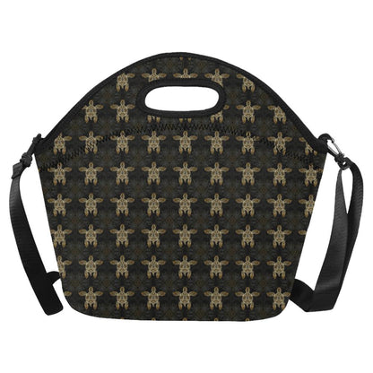 Gold Tribal Turtle Polynesian Design Neoprene Lunch Bag (Model 1669)(Large)-JTAMIGO.COM