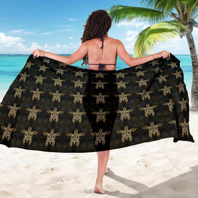 Gold Tribal Turtle Polynesian Design Sarong Pareo Wrap