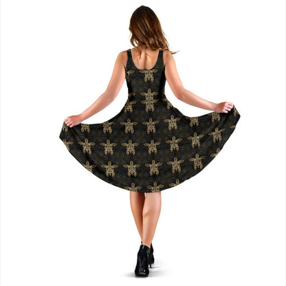 Gold Tribal Turtle Polynesian Design Sleeveless Dress
