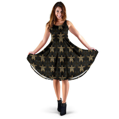 Gold Tribal Turtle Polynesian Design Sleeveless Dress