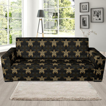 Gold Tribal Turtle Polynesian Design Sofa Slipcover-JTAMIGO.COM