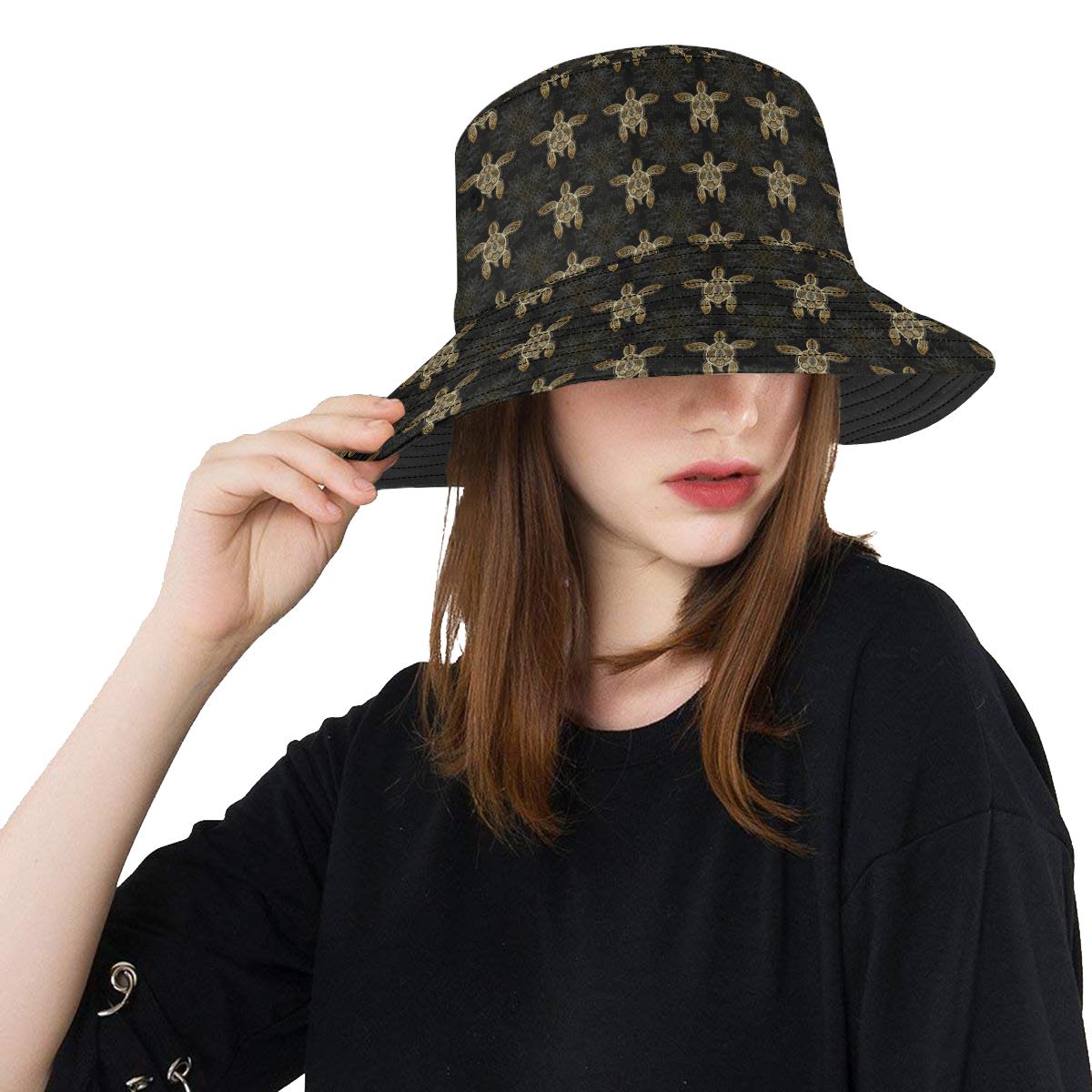 Gold Tribal Turtle Polynesian Design Unisex Bucket Hat