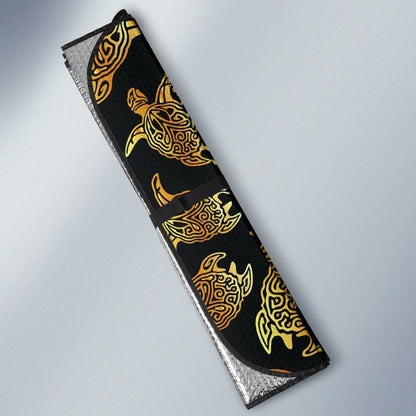 Gold Tribal Turtle Polynesian Themed Car Sun Shade For Windshield