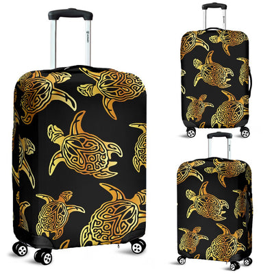 Gold Tribal Turtle Polynesian Themed Luggage Cover Protector