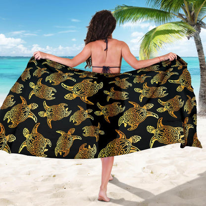 Gold Tribal Turtle Polynesian Themed Sarong Pareo Wrap