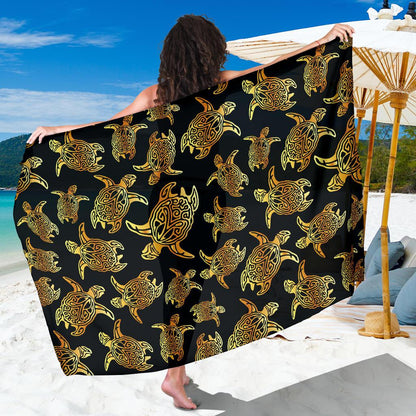Gold Tribal Turtle Polynesian Themed Sarong Pareo Wrap