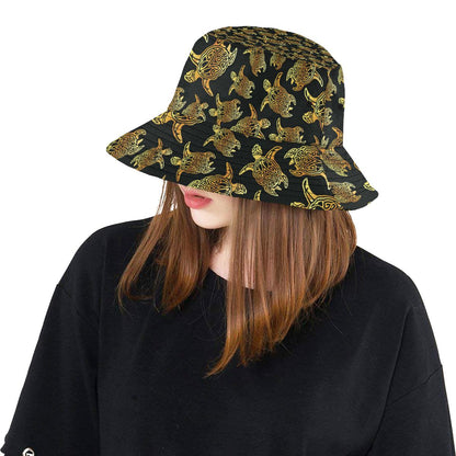 Gold Tribal Turtle Polynesian Themed Unisex Bucket Hat