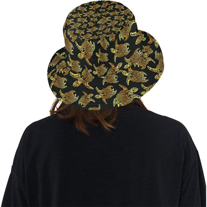 Gold Tribal Turtle Polynesian Themed Unisex Bucket Hat