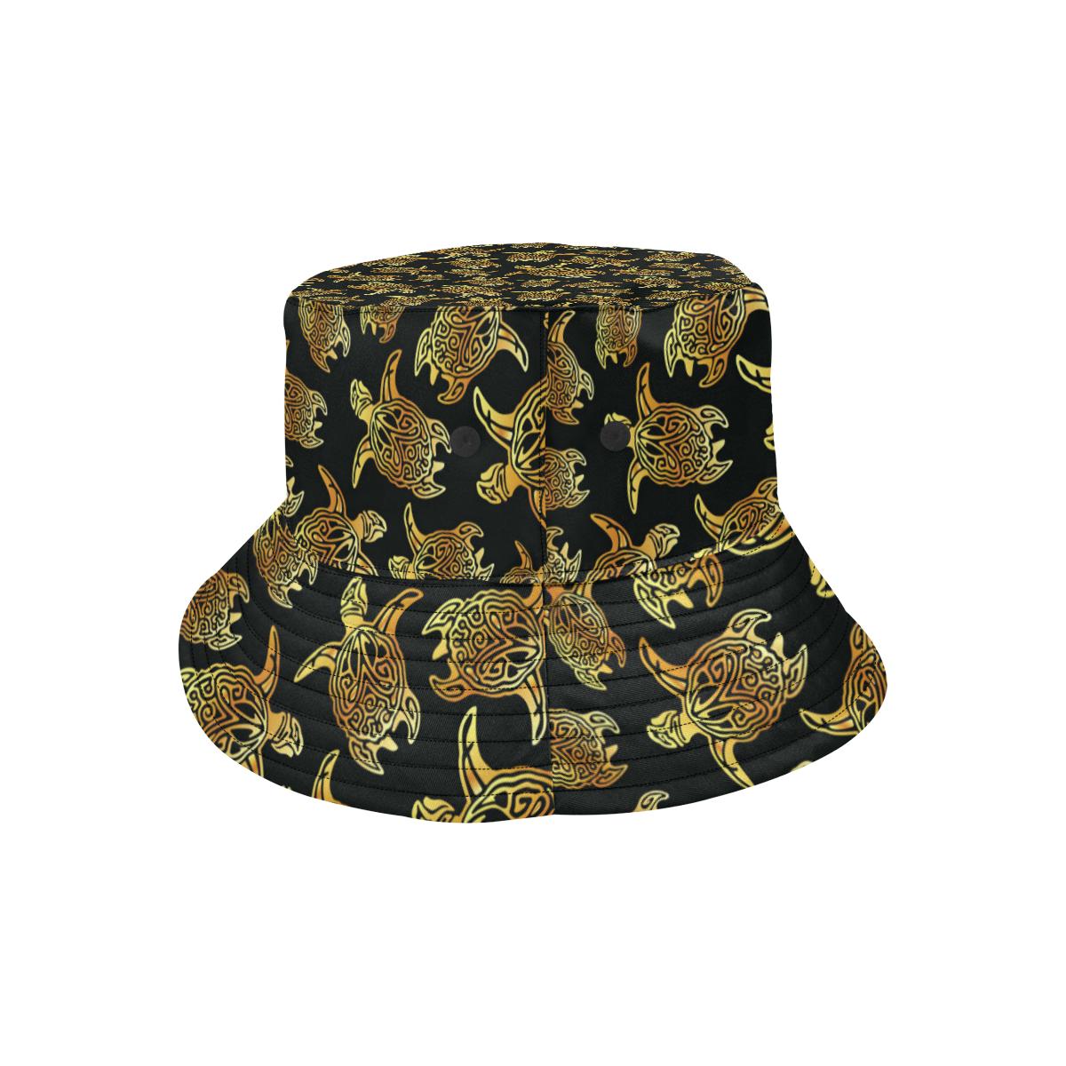 Gold Tribal Turtle Polynesian Themed Unisex Bucket Hat