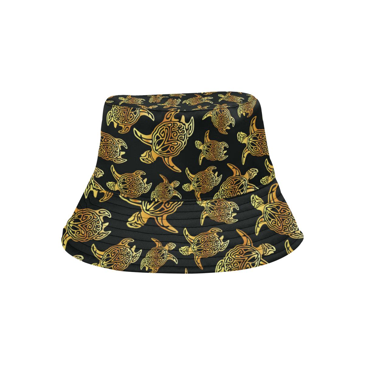 Gold Tribal Turtle Polynesian Themed Unisex Bucket Hat