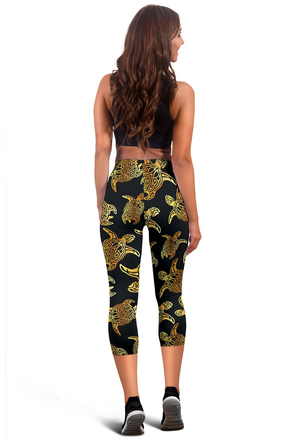 Gold Tribal Turtle Polynesian Themed Women Capris