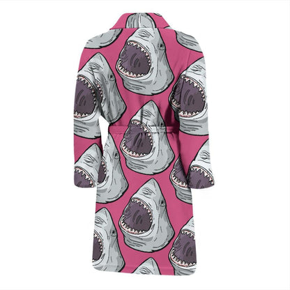 Great White Shark Pattern Print Design 01 Men Bathrobe-JORJUNE.COM