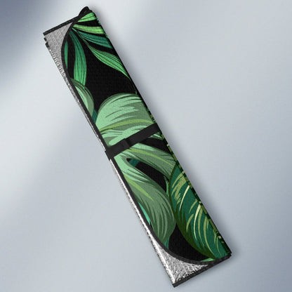 Green Fresh Tropical Palm Leaves Car Sun Shade For Windshield