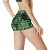 Green Fresh Tropical Palm Leaves High Waisted Spandex Shorts-JTAMIGO.COM