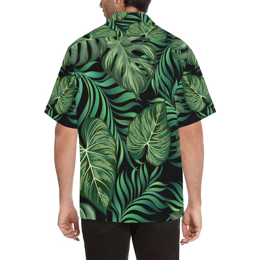 Green Fresh Tropical Palm Leaves Men Aloha Hawaiian Shirt