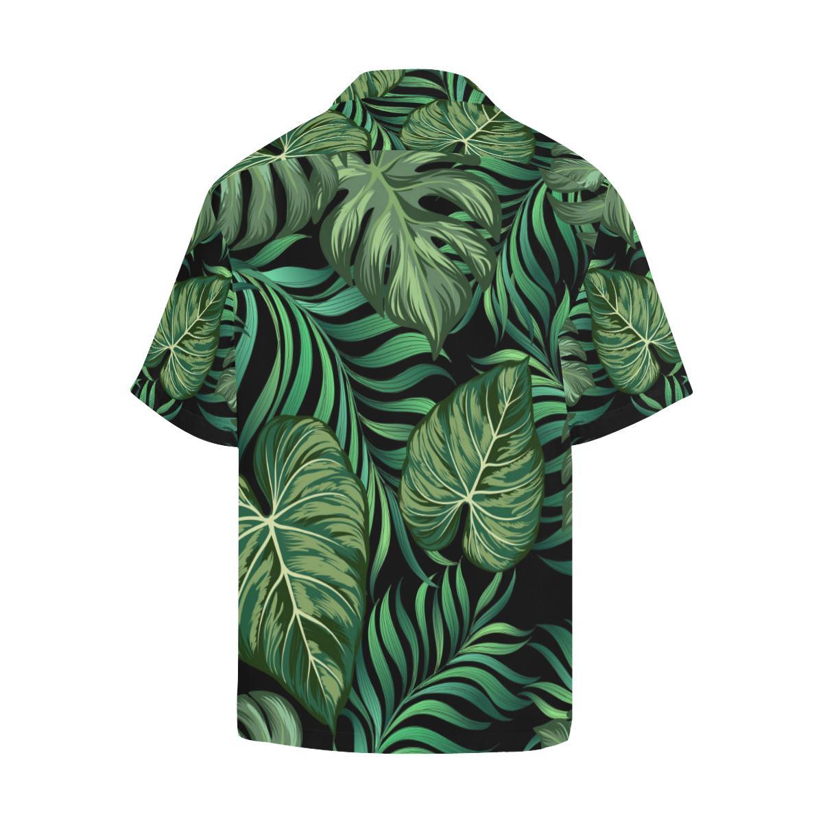 Green Fresh Tropical Palm Leaves Men Aloha Hawaiian Shirt