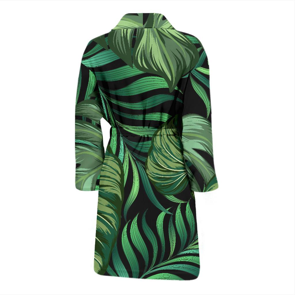 Green Fresh Tropical Palm Leaves Men Bath Robe-JTAMIGO.COM