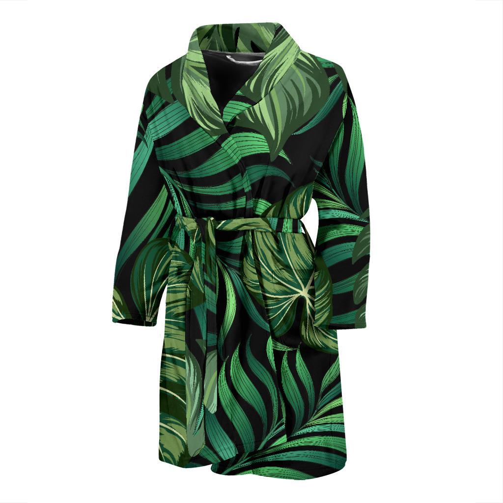 Green Fresh Tropical Palm Leaves Men Bath Robe-JTAMIGO.COM