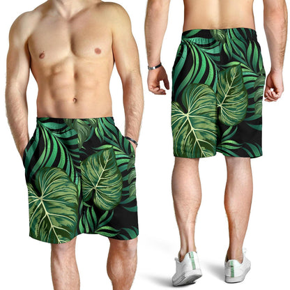 Green Fresh Tropical Palm Leaves Mens Shorts-JTAMIGO.COM
