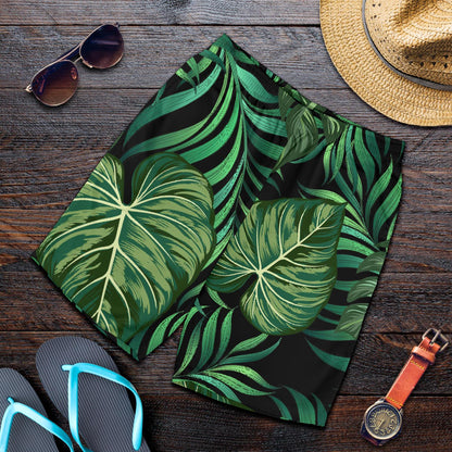 Green Fresh Tropical Palm Leaves Mens Shorts-JTAMIGO.COM