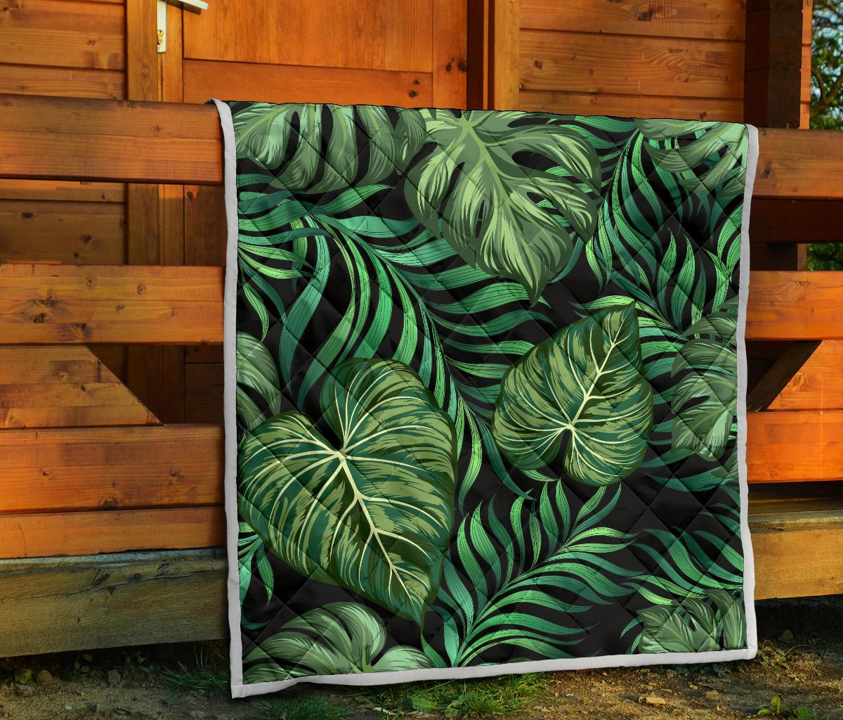 Green Fresh Tropical Palm Leaves Premium Quilt-JTAMIGO.COM