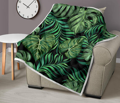 Green Fresh Tropical Palm Leaves Premium Quilt-JTAMIGO.COM