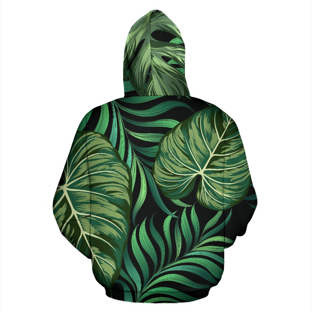 Green Fresh Tropical Palm Leaves Pullover Hoodie