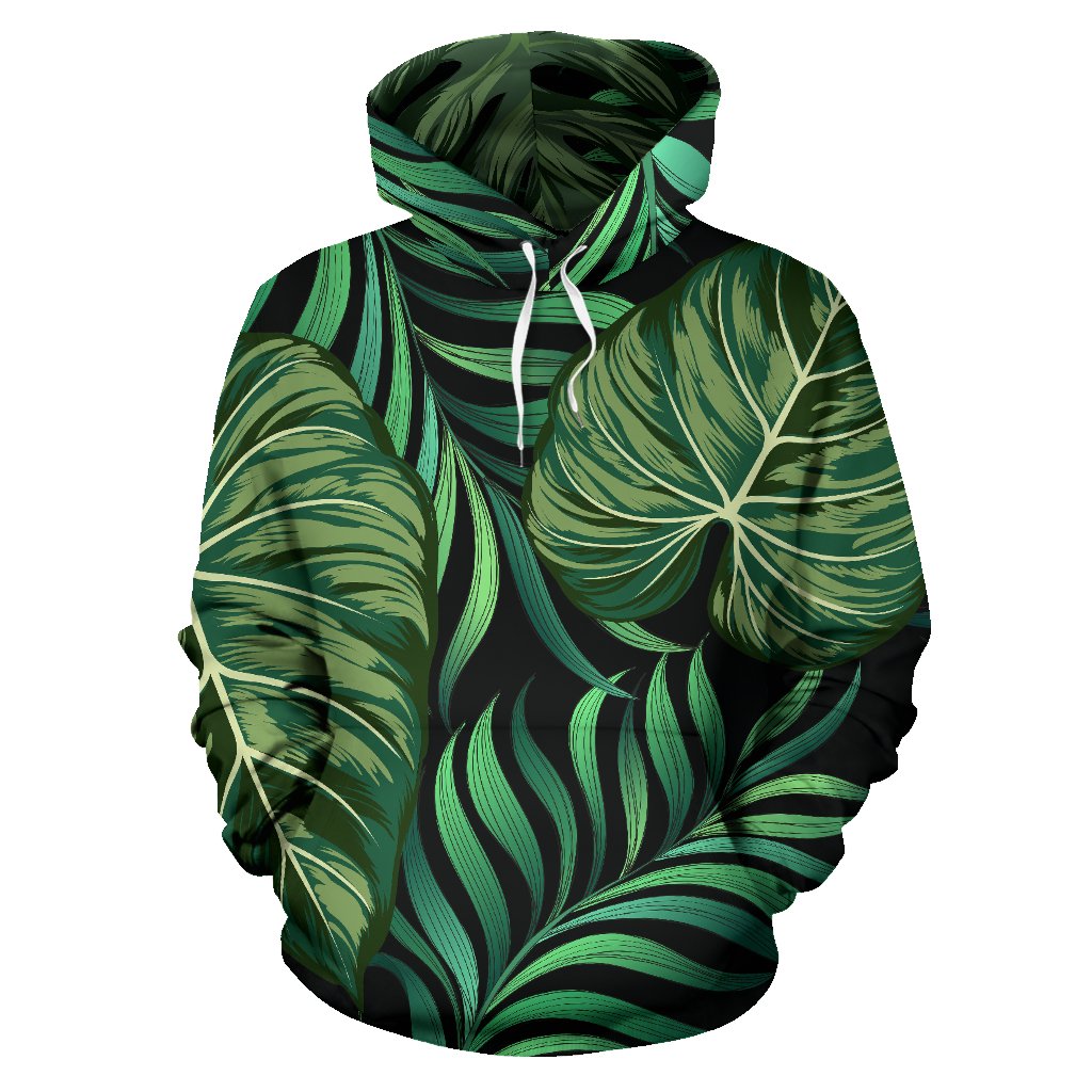 Green Fresh Tropical Palm Leaves Pullover Hoodie