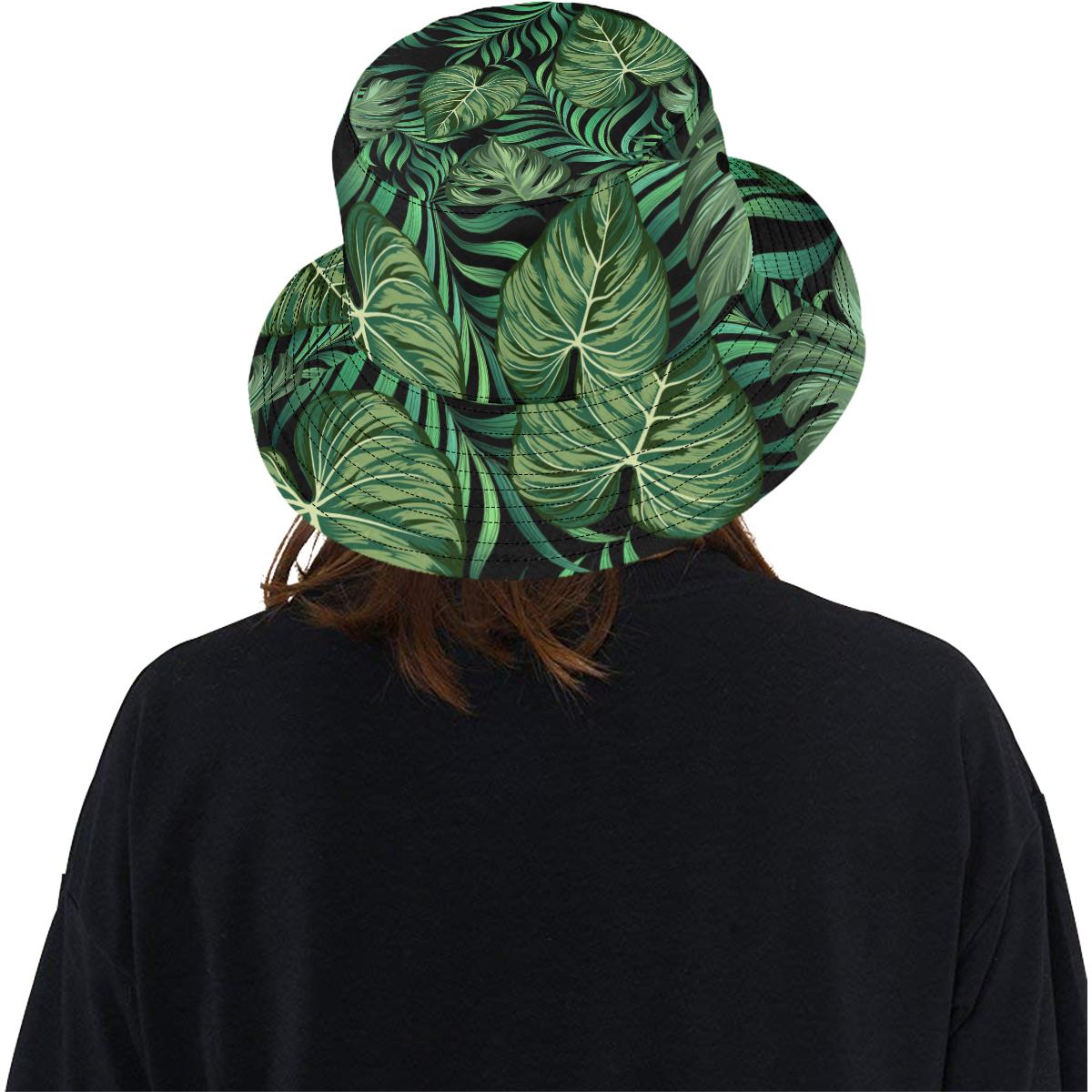 Green Fresh Tropical Palm Leaves Unisex Bucket Hat