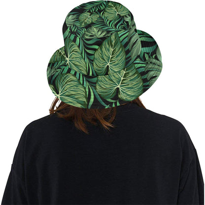 Green Fresh Tropical Palm Leaves Unisex Bucket Hat