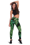 Green Fresh Tropical Palm Leaves Women Leggings