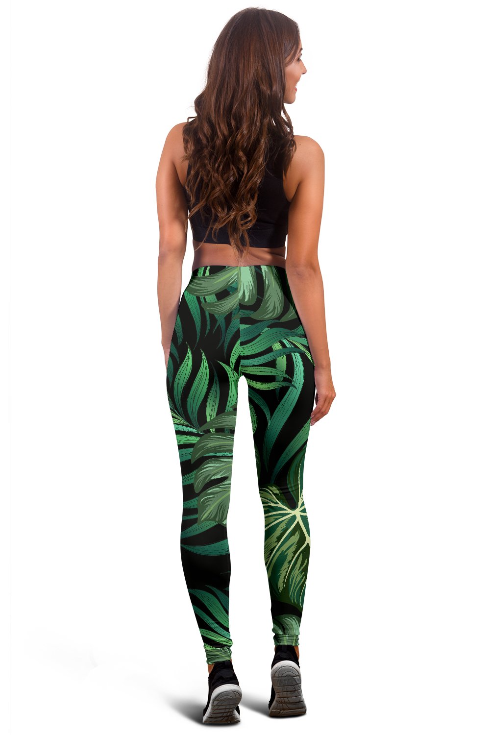 Green Fresh Tropical Palm Leaves Women Leggings