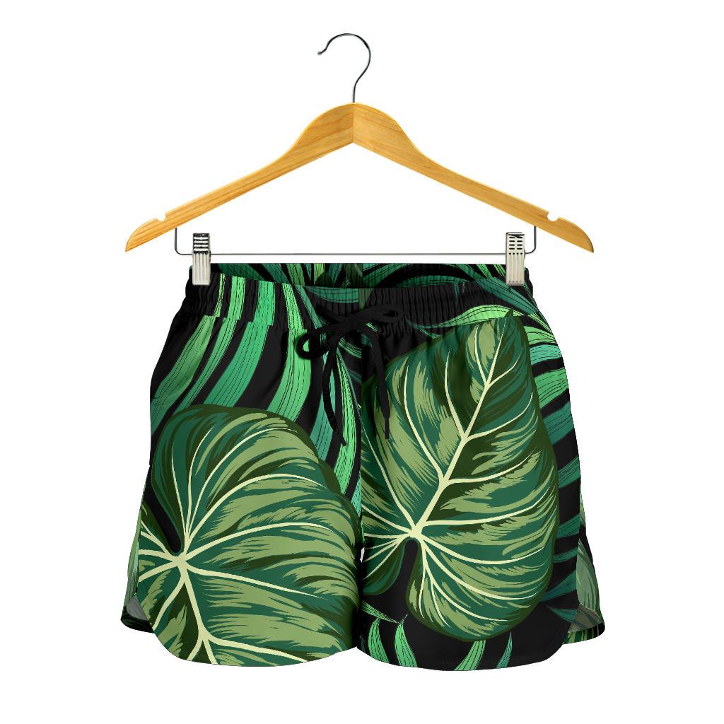 Green Fresh Tropical Palm Leaves Women Shorts-JTAMIGO.COM