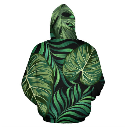 Green Fresh Tropical Palm Leaves Zip Up Hoodie